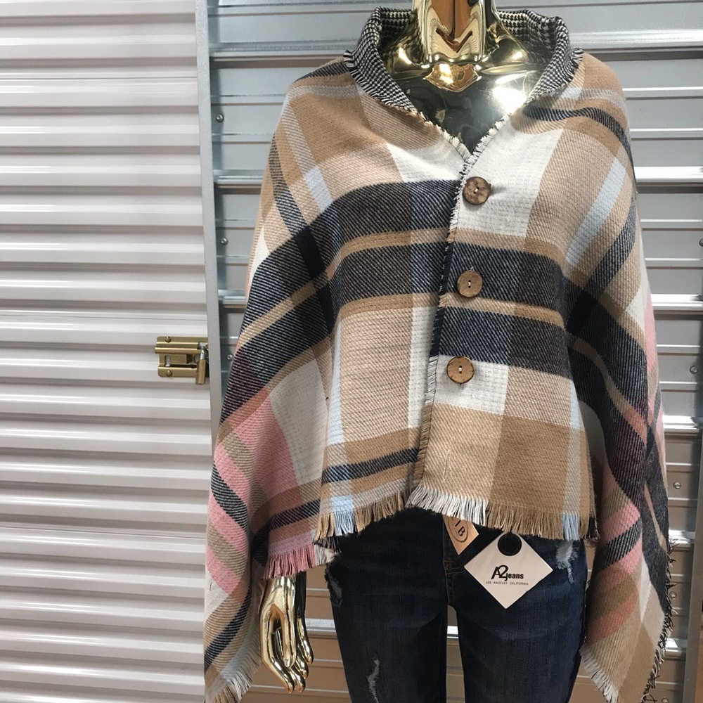 L.I.B. New York Poncho (pink,white,navy,tan)
